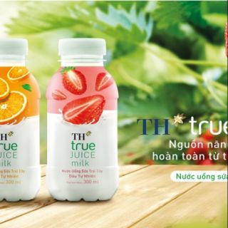 Lốc 6 chai Sữa Trái Cây TH true JUICE (Cam / Dâu)  Chai 300ml