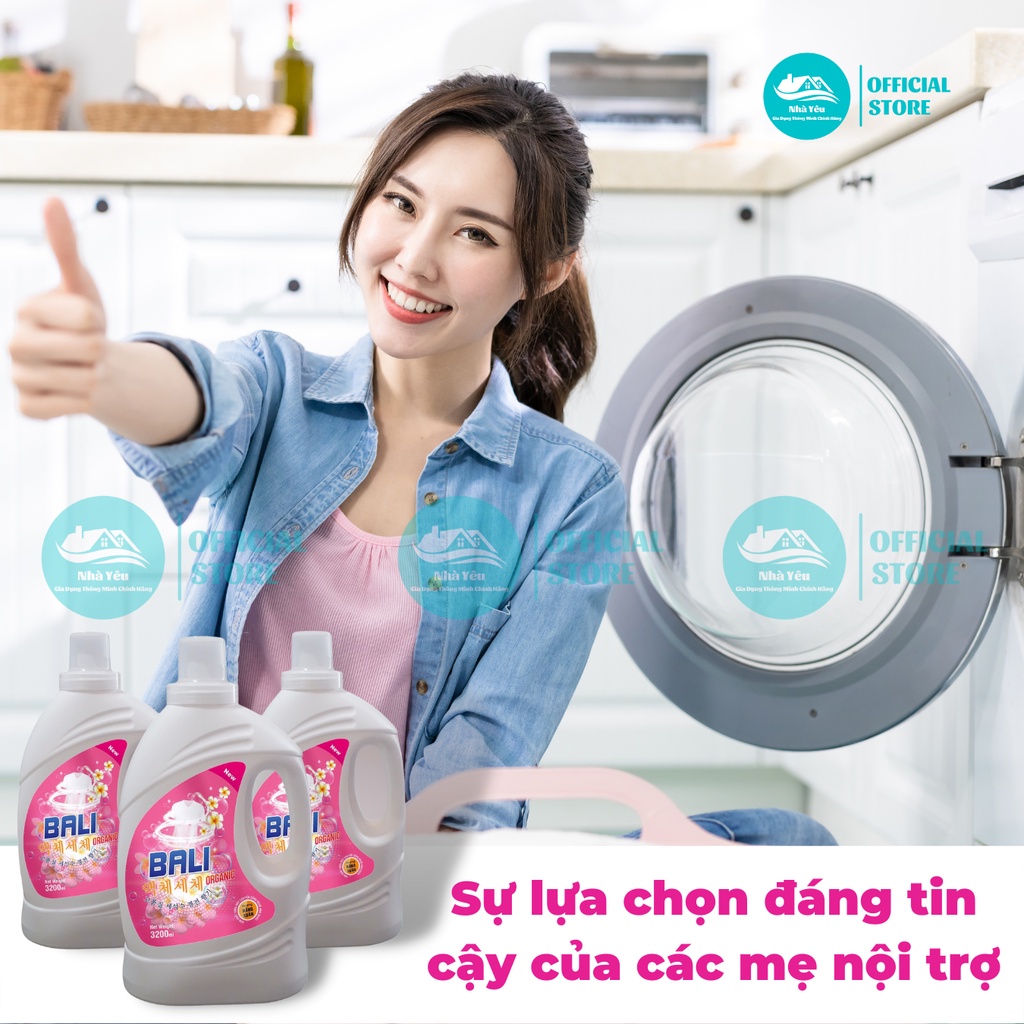 Nước Giặt Hữu Cơ BALI Công Nghệ Hàn Quốc  3,2L, Huơng Thơm Quyến Rũ,Dịu Nhẹ,Không Hóa Chất,An Toàn Cho Da