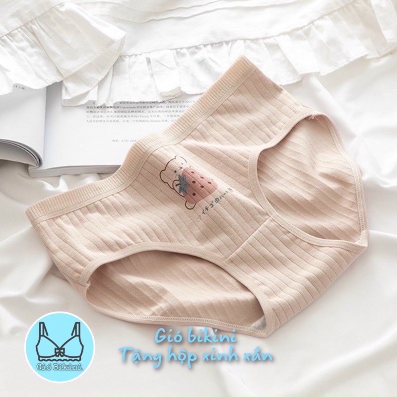 Quần Lót Nữ Dễ Thương cotton siêu mềm. Quần Chip loại 1 hình dâu tây cotton xinh xắn