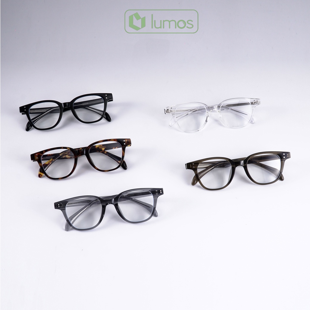 Gọng kính cận nam nữ cao cấp Leroy thời trang Hàn Quốc chống tia UV vuông đẹp Lumos 9114