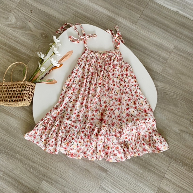 Váy 2 dây cho bé, váy chất liệu đũi nhún mềm,thoáng, mát