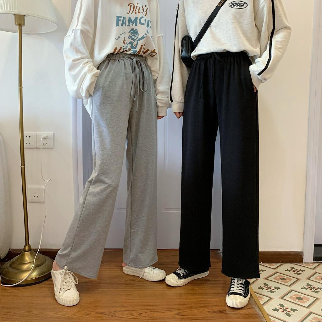 SUXI Quần Dài Ống Rộng Màu Trơn Thời Trang Nữ Tính