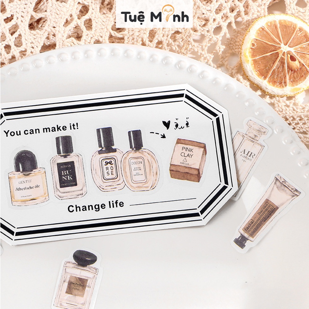 Túi 40 sticker mỹ phẩm nước hoa STI55 thời trang làm đẹp nhãn dán trang trí sổ tay