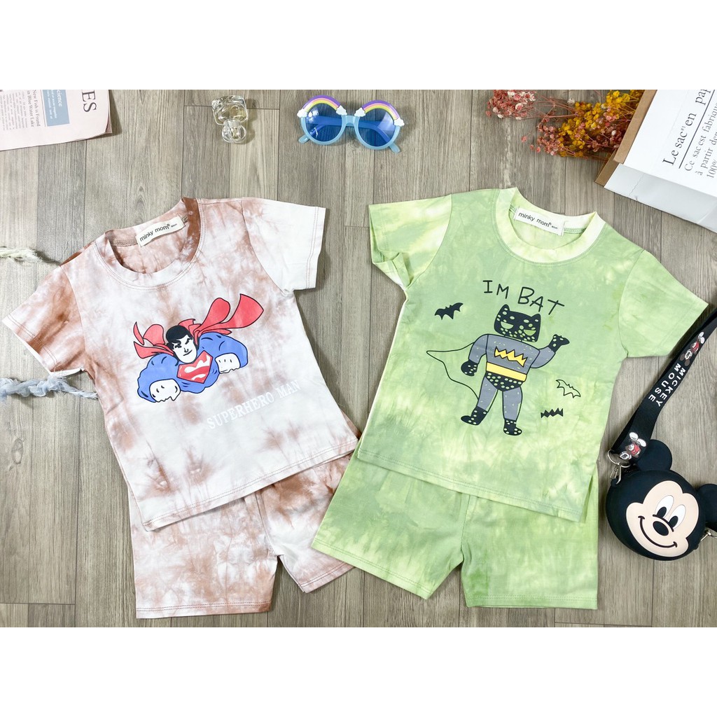 [SALE] Bộ Cộc Tay Cho Bé Trai, Bé Gái Minky Mom Vải Cotton 100% Tie Dye Sành Điệu, Bộ Quần Áo Cho Bé Mặc Nhà MKM2145