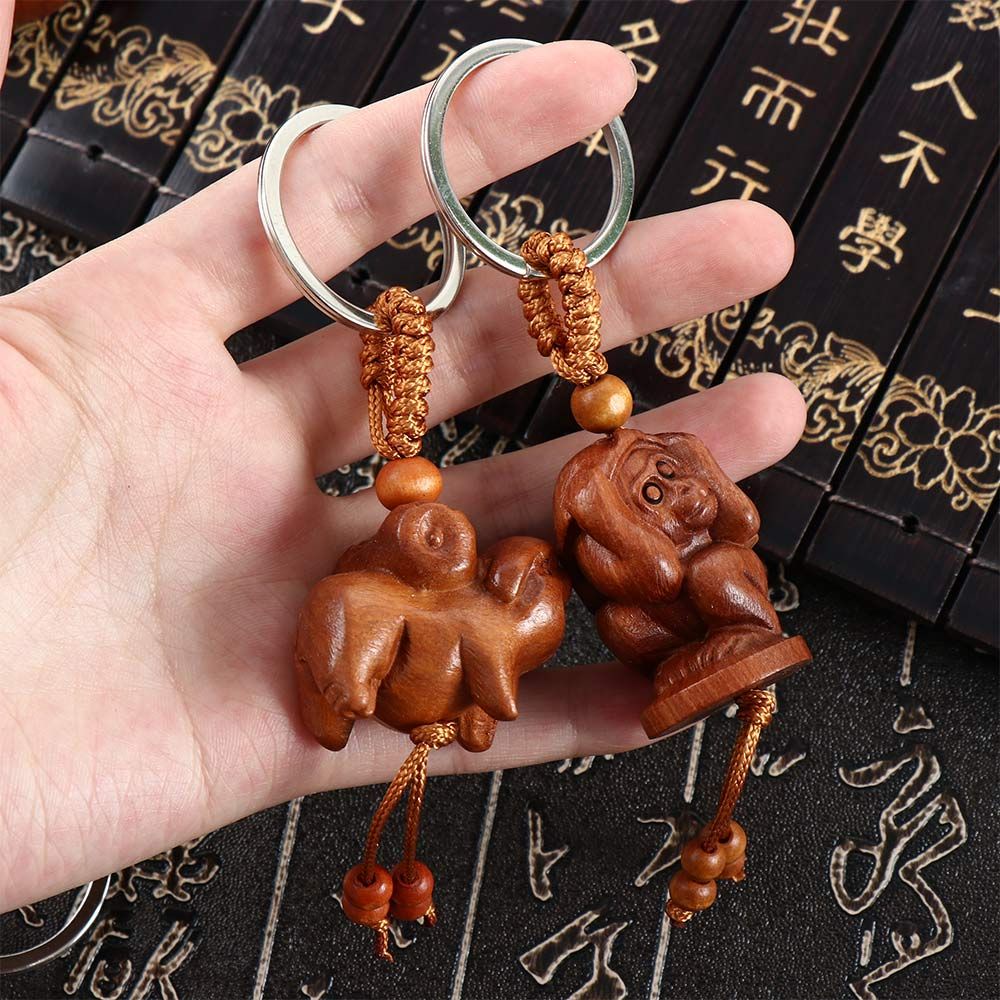 Móc khóa 12 con giáp bàng gỗ xịn đẹp chống nước- Móc khóa gỗ
