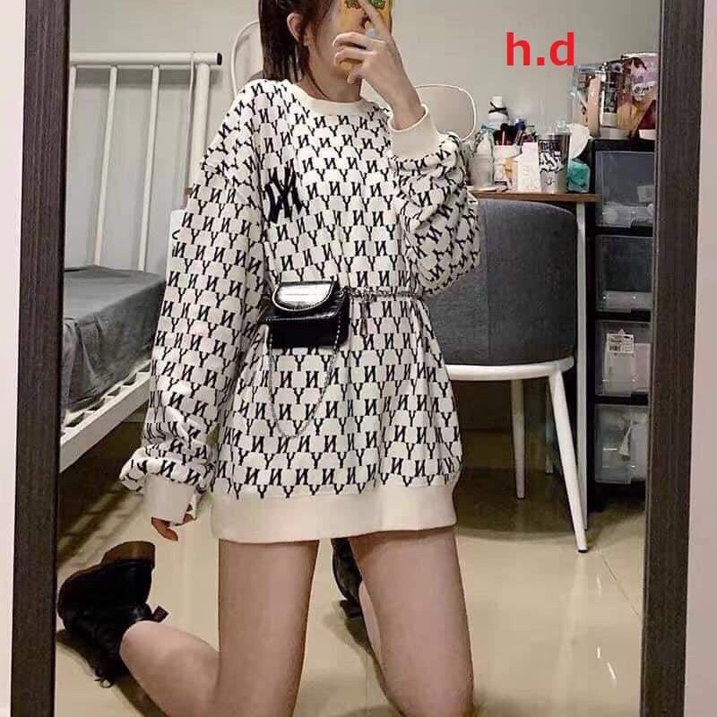 áo nỉ sweater nam nữ dài tay cổ tròn in kín áo Ny