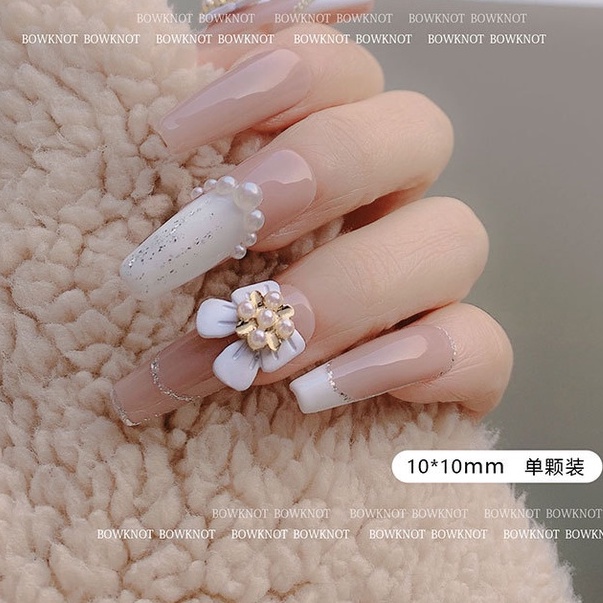 Charm nơ nail cao cấp đính ngọc,phụ kiện trang trí móng tay