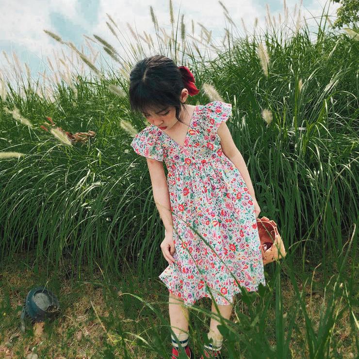 Đầm In Hoa Mùa Hè Cho Bé Gái