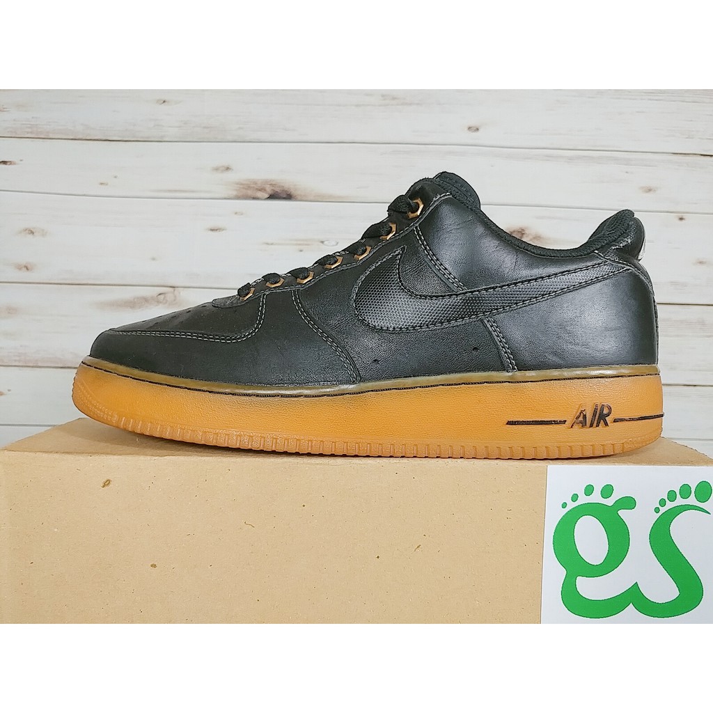 (Size 46) Giày thể thao Chính Hãng 2hand Nike Air Force 1 Low BLACK/SAIL/GUM LIGHT BROWN