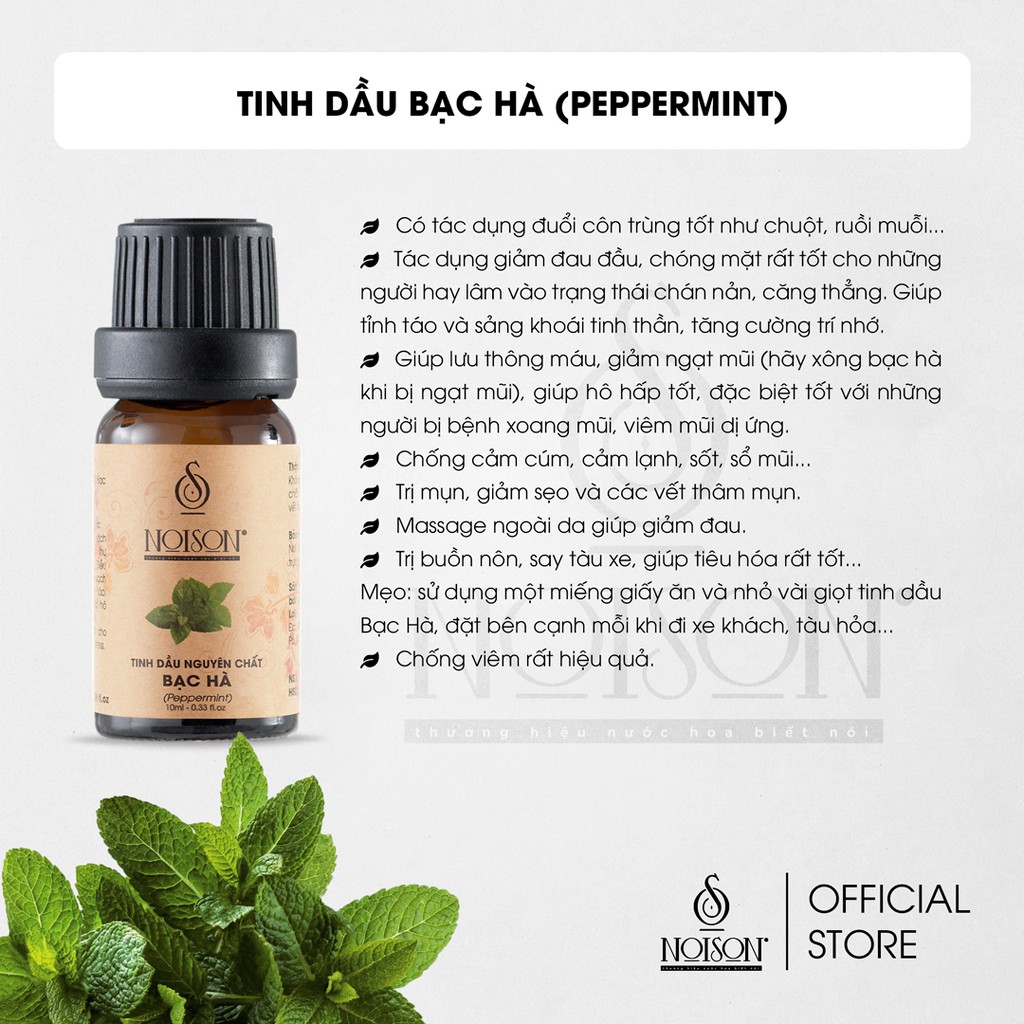 Tinh dầu Bạc Hà Noison 100ml | Peppermint Essential Oil | Nhập khẩu Ấn Độ