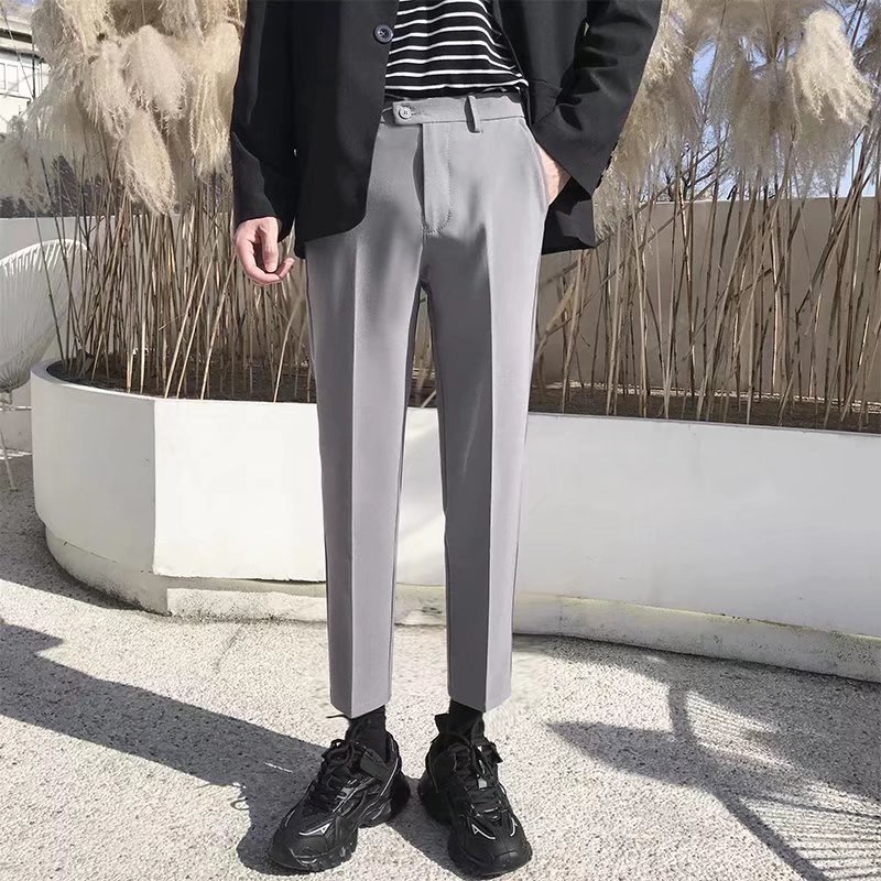 Quần Tây 27-36 Khóa Cài Bên 4 Màu Sắc Trơn Tới Mắt Cá Chân Phong Cách Anh Quốc Cho Nam