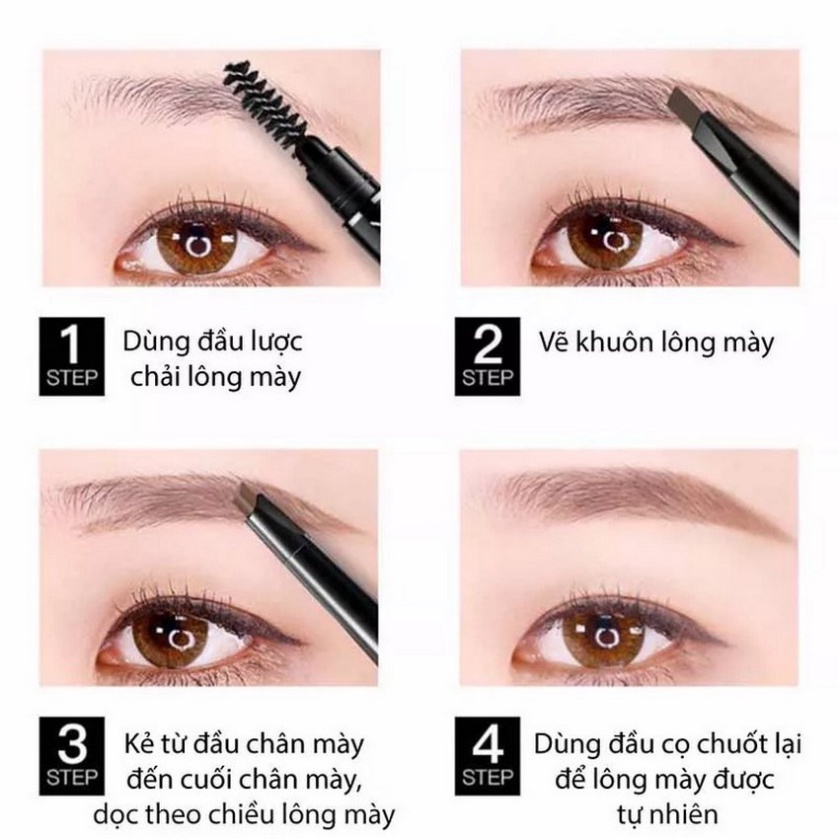 Chì kẻ lông mày kẻ mày 2 đầu tiện dụng bền màu không thấm nước KABA