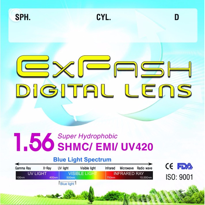 Tròng Kính Cắt Chống Ánh Sáng Xanh Hàn Quốc Korea Exfash Digital Lens 1.56 SHMC UV 420 Blue Ray Chính Hãng - MK HATO