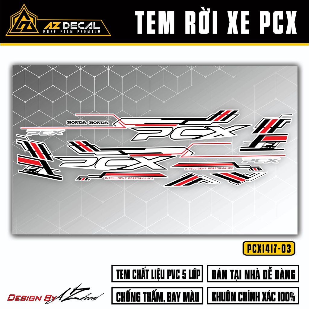 Tem Rời Dán Xe PCX Thiết Kế Cá Tính | PCX-03 | Decal Chế Dán Xe Máy PCX 125 150 160 Đời 2014 - 2020 Chống Nước Bền Màu