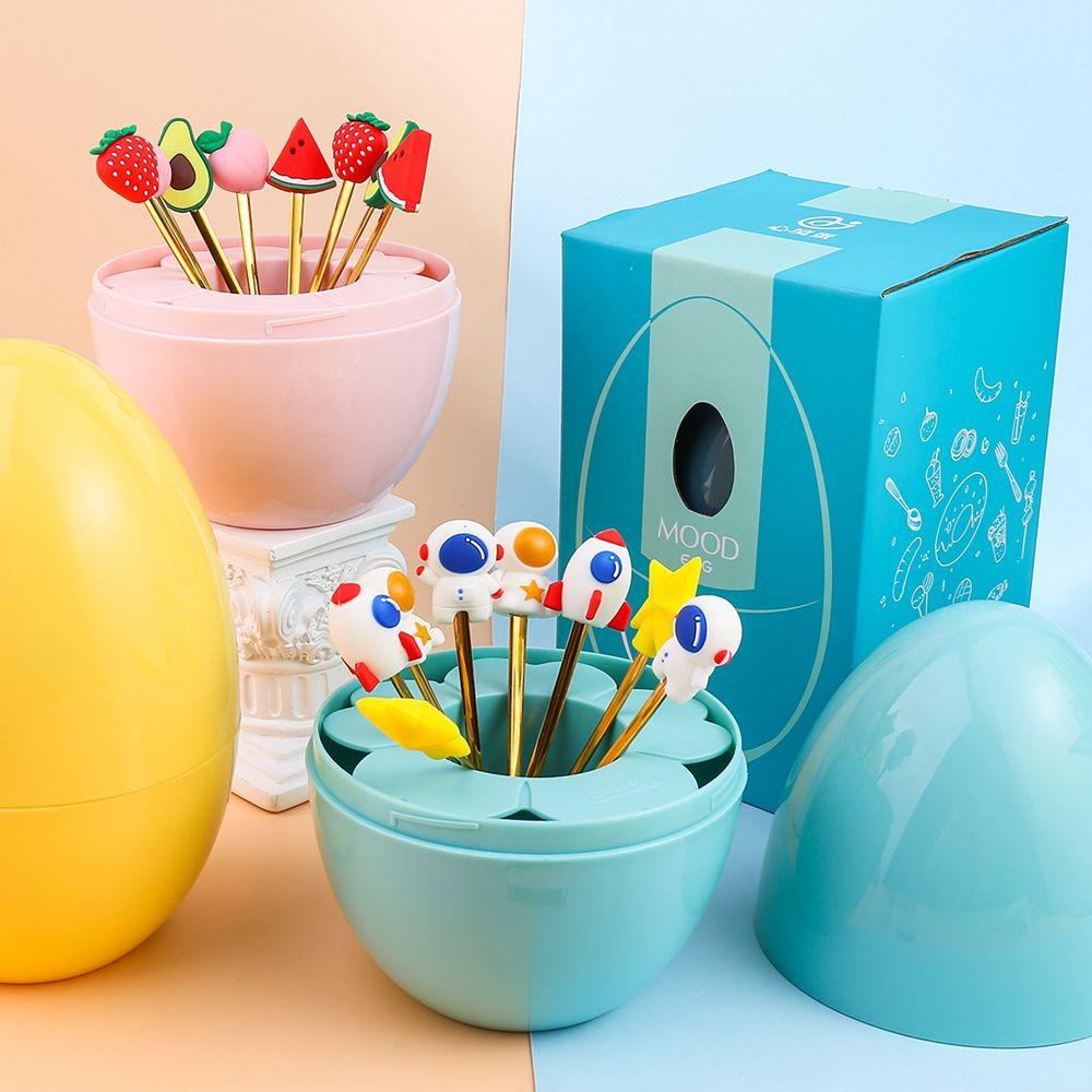 IVORY Bộ Muỗng Nĩa Ăn Tráng Miệng Hình Hộp Trứng Bằng Thép Không Gỉ Mạ Điện Sáng Tạo Dùng Làm Quà Tặ