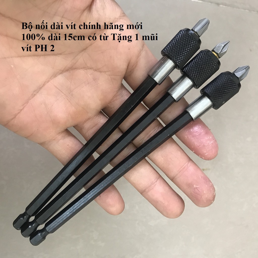 Đầu nối dài mũi vít có khóa cho máy khoan chuôi lục giác dài 15mm Tặng 1 mũi vít PH2