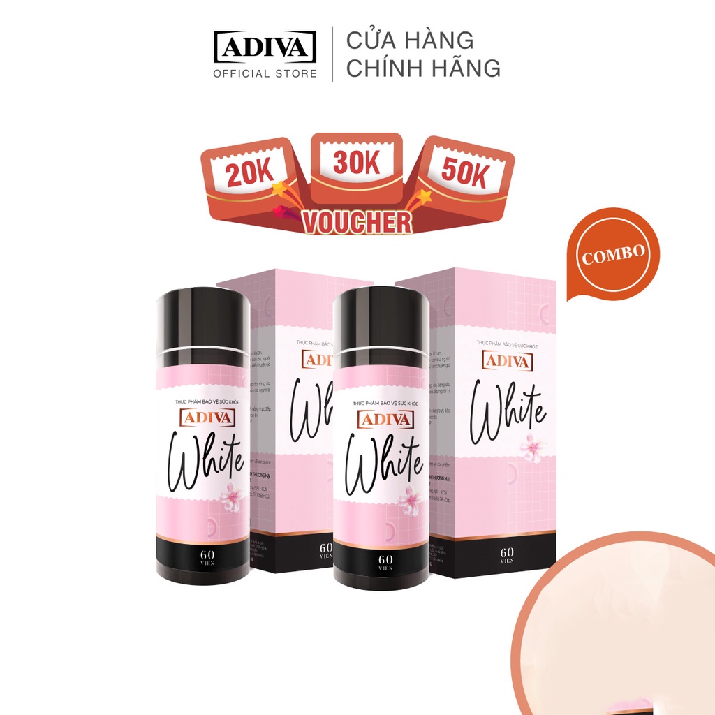 Combo 2 Hộp Adiva White dạng viên 60 viên/hộp