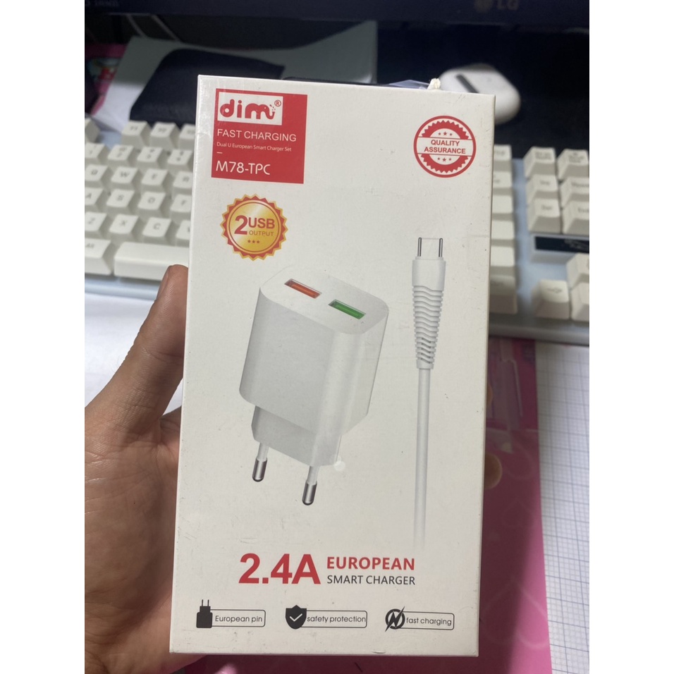 Sạc bộ 2.4A DIMI M78-TPC-TypeC cao cấp