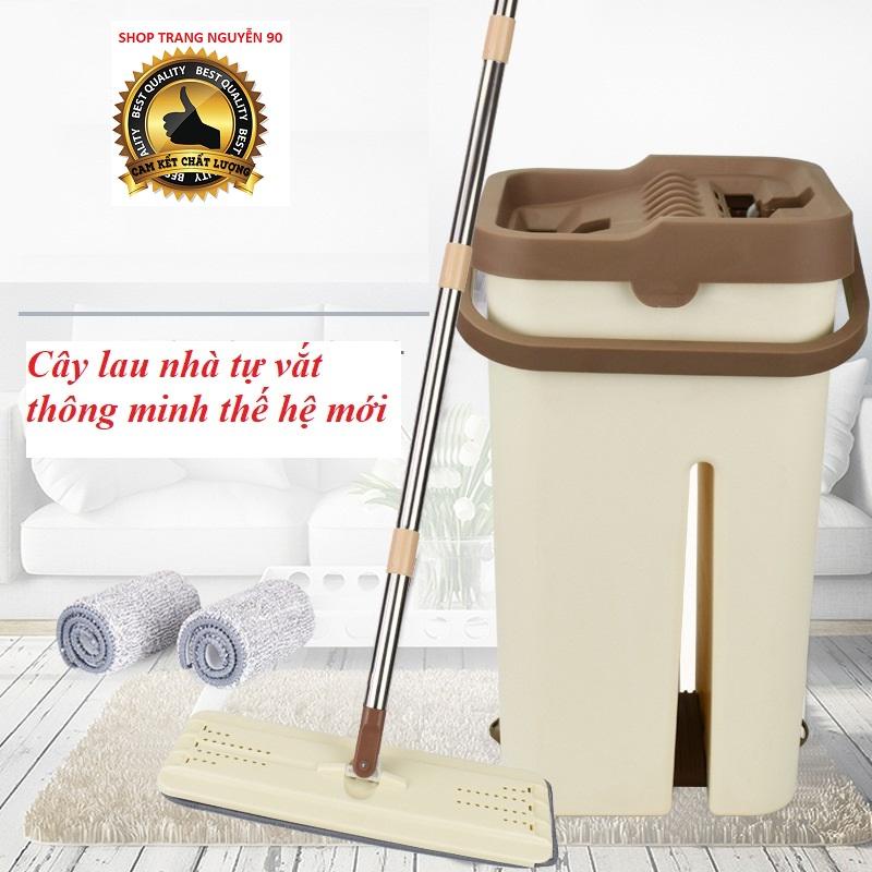 Chổi lau nhà tự vắt thông minh Xoay 360 độ kèm thùng Bộ lau nhà tặng 2 bông lau
