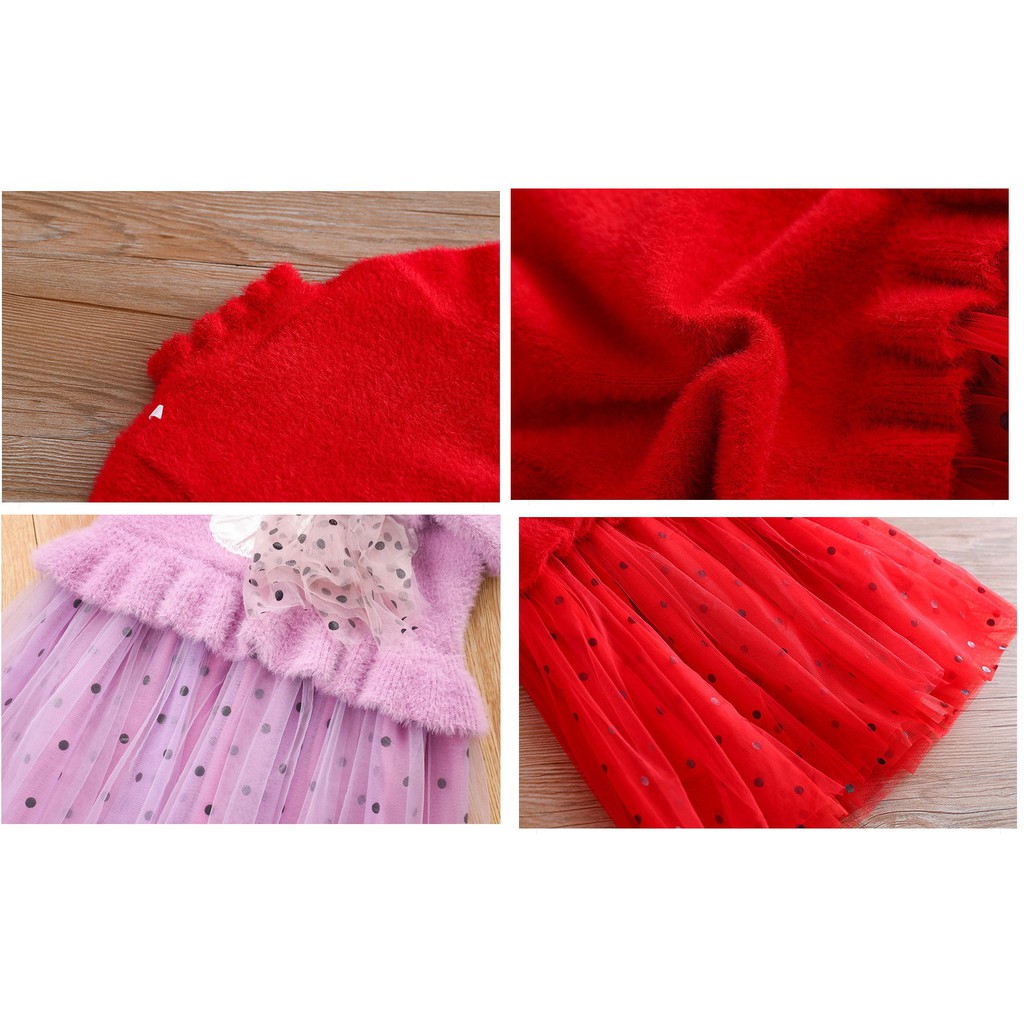 Váy công chúa thân len phối thiên nga cho bé gái lớn size 15-35kg