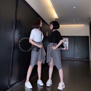 Full set áo và quấn chân váy kẻ