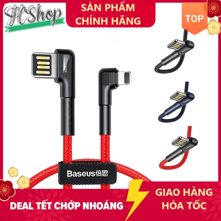 Dây cáp sạc IP Baseus USB 2.4A thiết kế 2 đầu góc vuông cho IPXR XS Max-Dây sạc IP