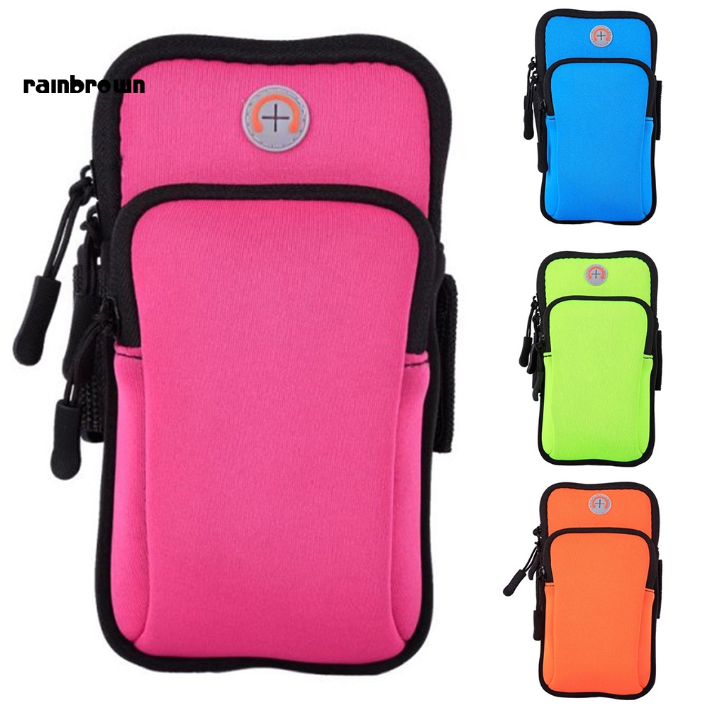 Túi Đeo Cánh Tay Nylon Màu Trơn Khóa Kéo Chống Thấm Nước Khi Chạy Bộ Cho Nam Và Nữ