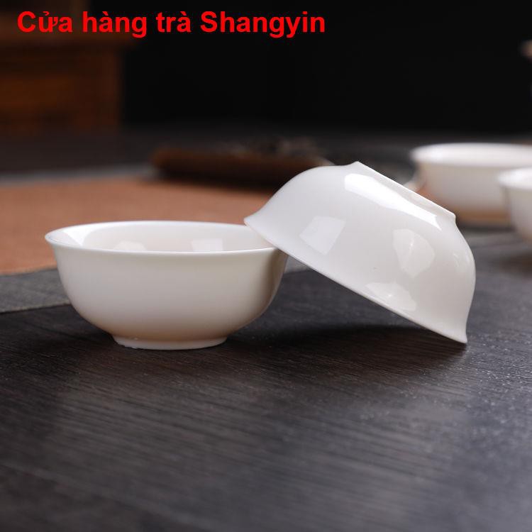 cốc[Ưu đãi đặc biệt 12 cái đầu】 Máy pha trà bát đĩa gia dụng Dehua gốm sứ Kung Fu bộ ấm tách trắng cao cấp