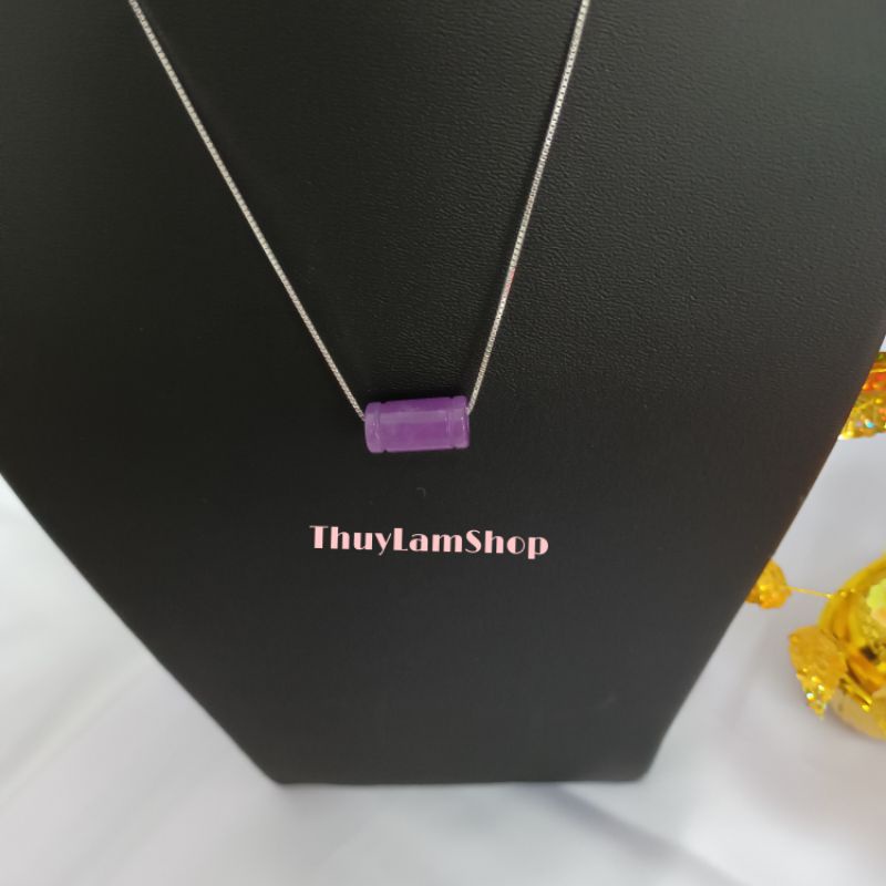 Vòng cổ dây chuyền bạc 925 vĩnh viễn bảo hành mix lu thống màu tím đầu xuôi đuôi lọt