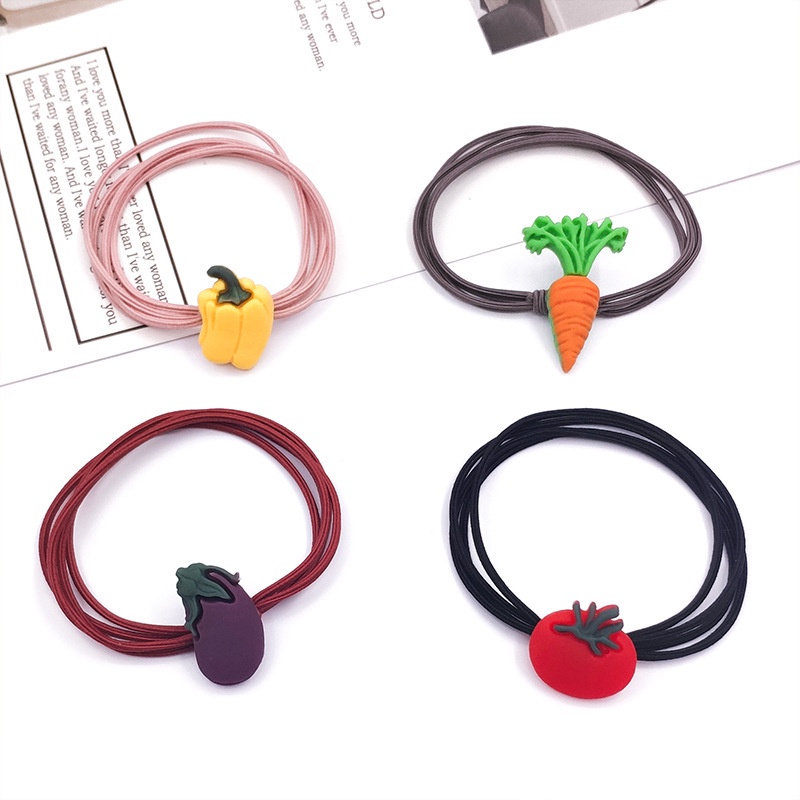 Dây thun buộc tóc họa tiết rau củ dễ thương cho nữ