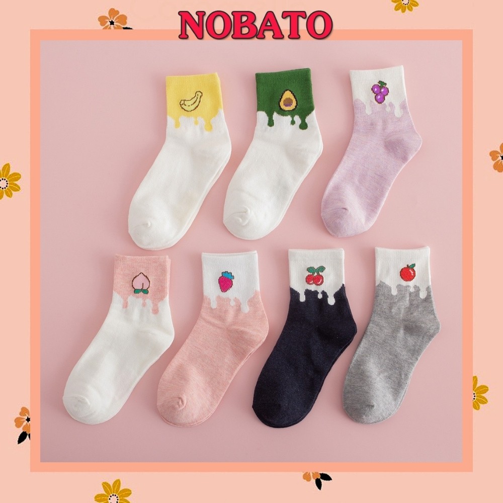 Vớ nữ Nobato cổ cao in hình đổ ăn nhiều màu sắc cực xinh TN36