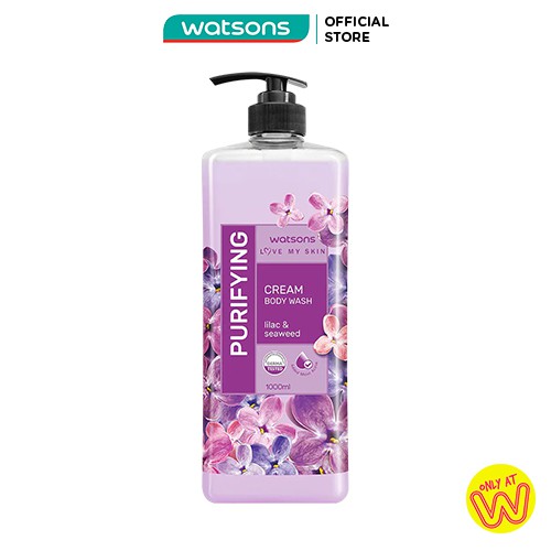 Kem Tắm Watsons Love My Skin Purifying Lilac &amp; Seaweed Cream Body Wash Thanh Lọc Da 1000ml