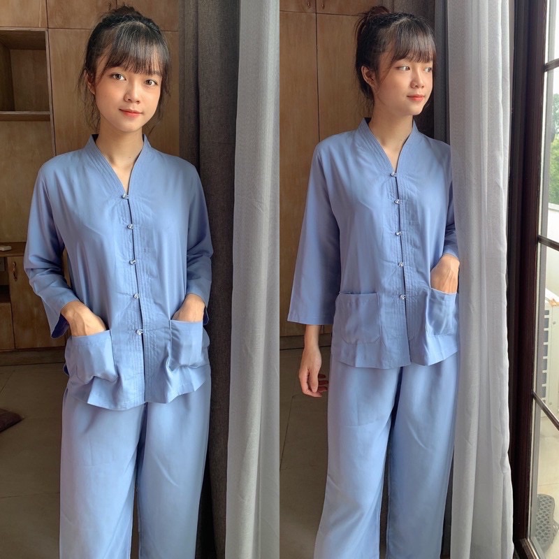 Đồ lam đi chùa 😀😀Bà Lai đi chùa Không Thêu 2 Túi