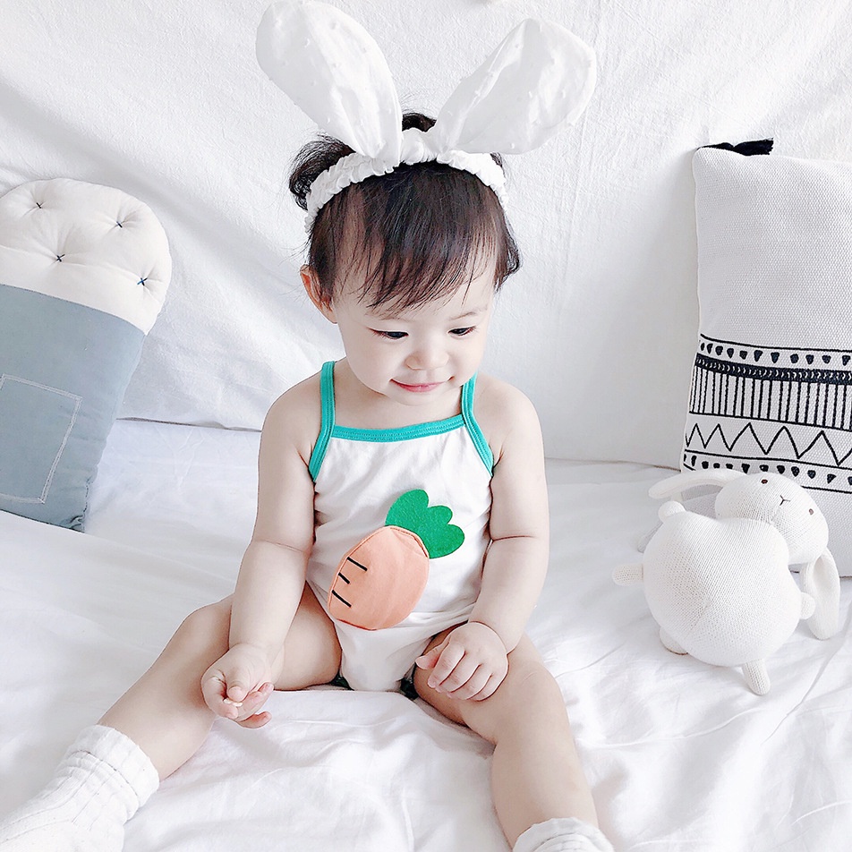 Bộ Áo Liền Quần Không Tay In Họa Tiết Hoạt Hình Thời Trang Mùa Hè Dễ Thương Cho Bé 0-18 Tháng Tuổi