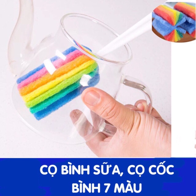 Cọ mút rửa bình sữa, núm ti, ly, cốc, chén 7 màu