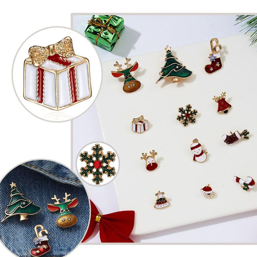 Trâm Cài Áo Hình Ông Già Noel / Người Tuyết / Tuần Lộc Giáng Sinh Tráng Men