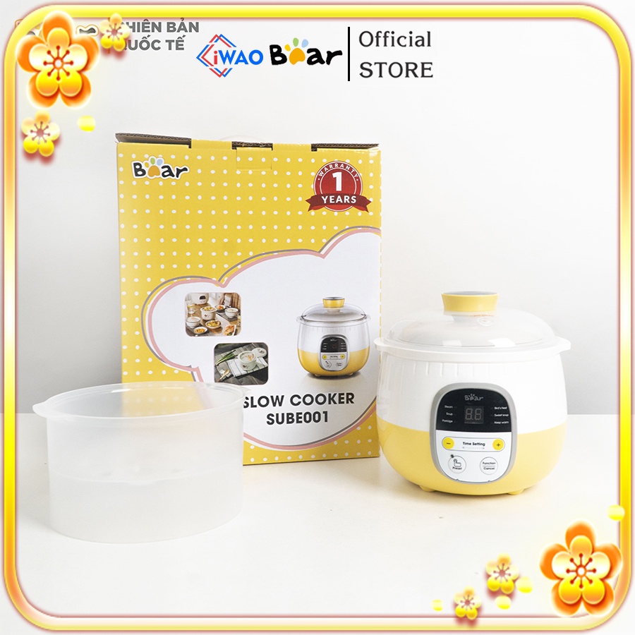 Nồi Nấu Chậm, Nồi Ủ Cháo Bear SUBE001 800ML - Hàng Chính Hãng Bảo Hành 12 Tháng