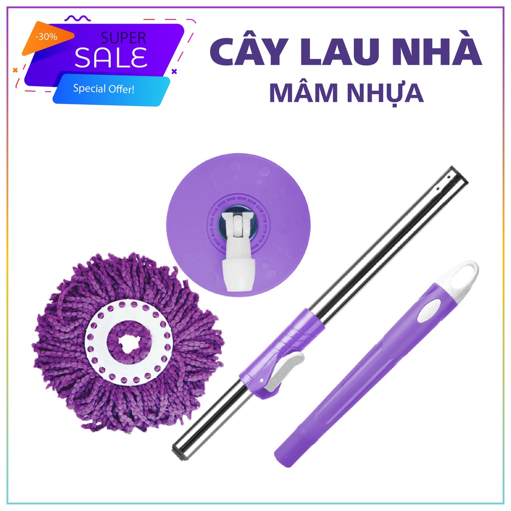 Cây lau nhà 360 độ cao cấp nhiều màu kèm bông lau nhà THẤM HÚT TỐT