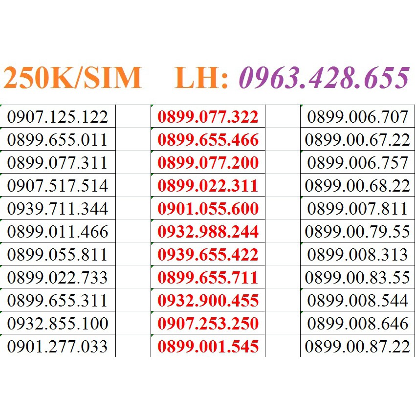 Sim Mobi 10 số đồng giá 250.000