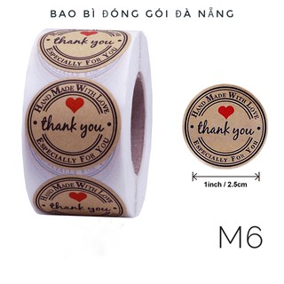 Cuộn 500 stick dán nhãn thank you dễ thương, sticker thank you dán hàng