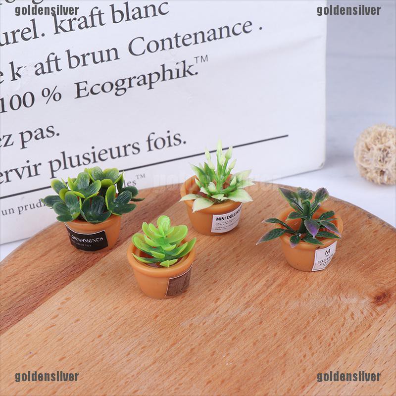 Bộ 4 Chậu Cây Mini Tỉ Lệ 1: 12 Dùng Để Trang Trí Nhà Búp Bê