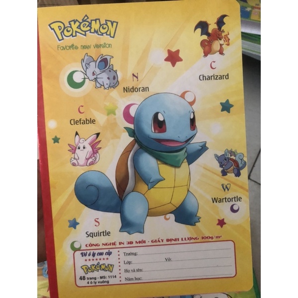 Vở ô ly cao cấp Pokemon-3D