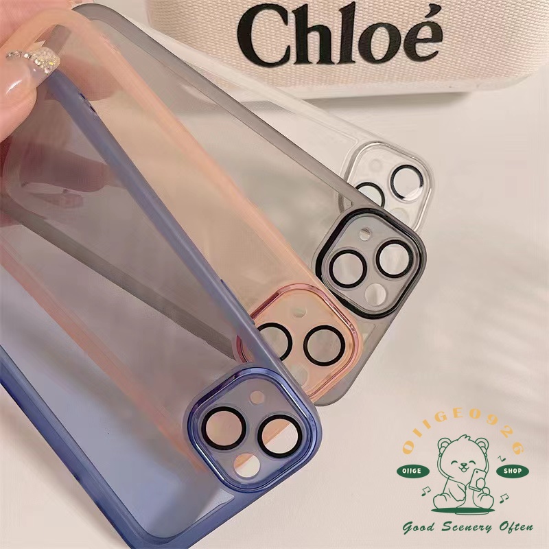 Ốp Điện Thoại TPU Mềm Có Vòng Kim Loại Màu Trơn Bảo Vệ lens Cho Iphone 13 12 11 Pro Max Xs Max Xr 8 7Plus Màu Sắc