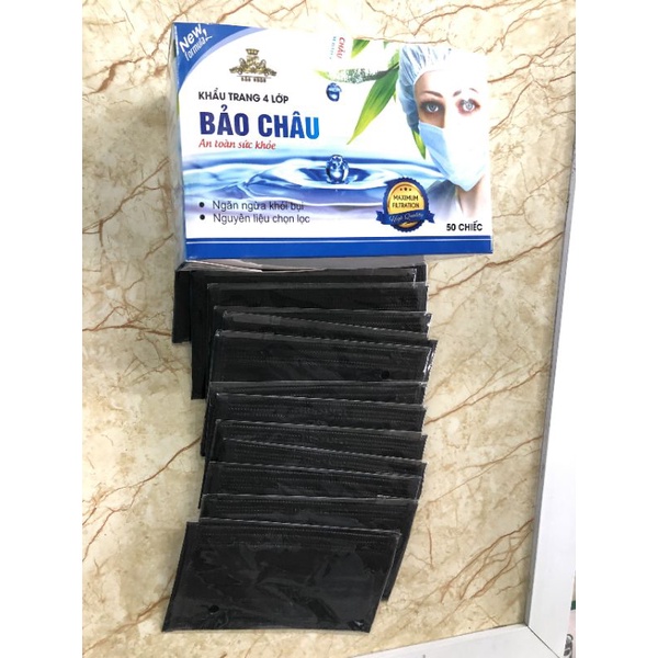 Hộp 50 túi khẩu trang  Bảo Châu 4 lớp, hàng xịn sò 1 cái/1 túi