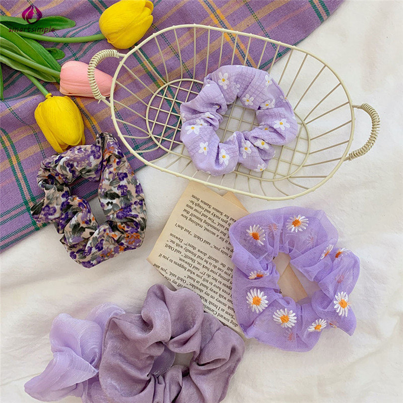 Dây Buộc Tóc Co Dãn Màu Tím Xinh Xắn Dành Cho Nữ