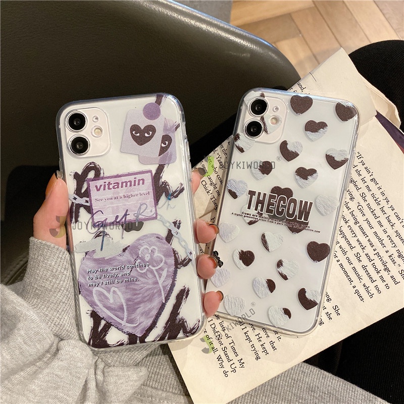 Ốp Điện Thoại TPU Dẻo Trong Suốt Họa Tiết Trái Tim Dễ Thương Cho iphone 11 13 12 Pro Max Mini X XS Max Xr 6 6S 8 7 Plus SE 2 3 2022