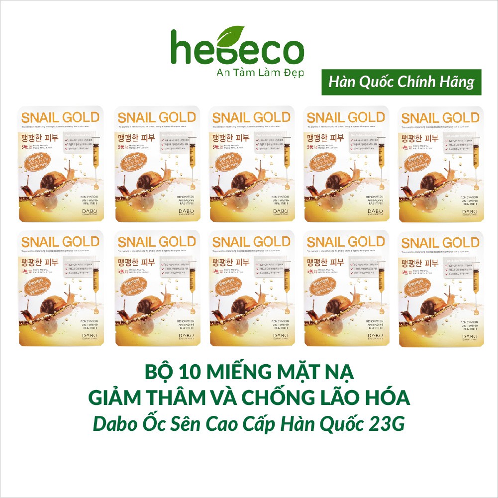 Combo 10 Miếng Mặt Nạ Đắp Mặt Dưỡng Trắng - Dưỡng Ẩm Cao Cấp DABO Hàn Quốc (10 CHIẾC)