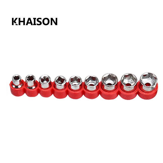 Bộ đầu khẩu mở ốc 9 món 5 - 13 mm thông dụng kèm giá đựng