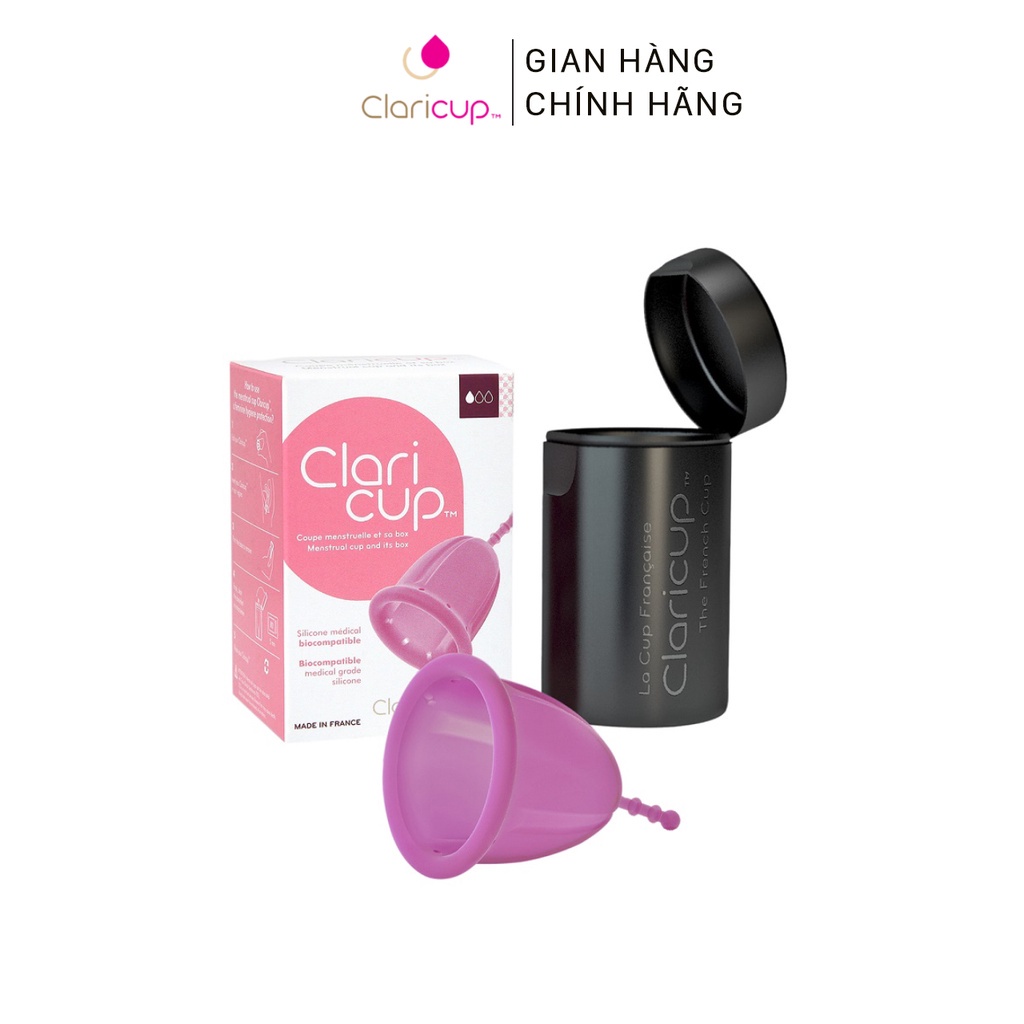 Cốc Nguyệt San Claricup màu Hồng Siêu Mềm Hàng Chính Hãng Pháp 100% Silicon Y Tế Cao Cấp Kháng Khuẩn