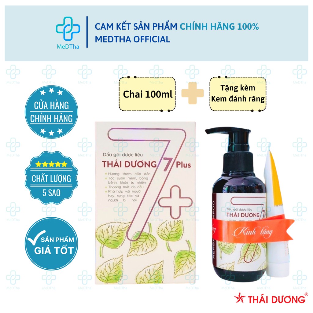 Dầu gội Dược liệu Thái Dương 7 Plus 100ml - Tặng Kèm Tuýp Kem Đánh răng 20g [Chính Hãng]